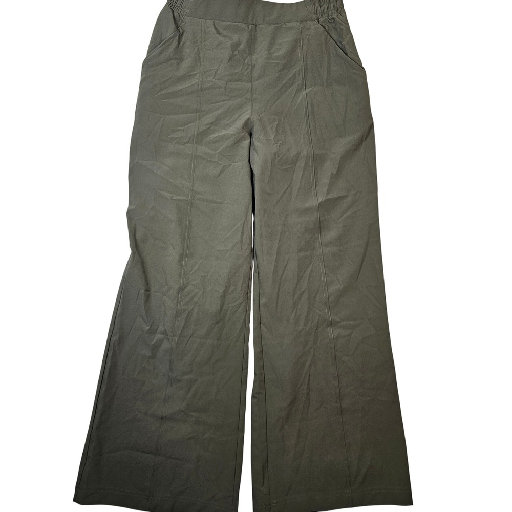 Fabletics Olive Green Wide Leg Pintuck Trousers Pants PT2500559-9401-35600 Small